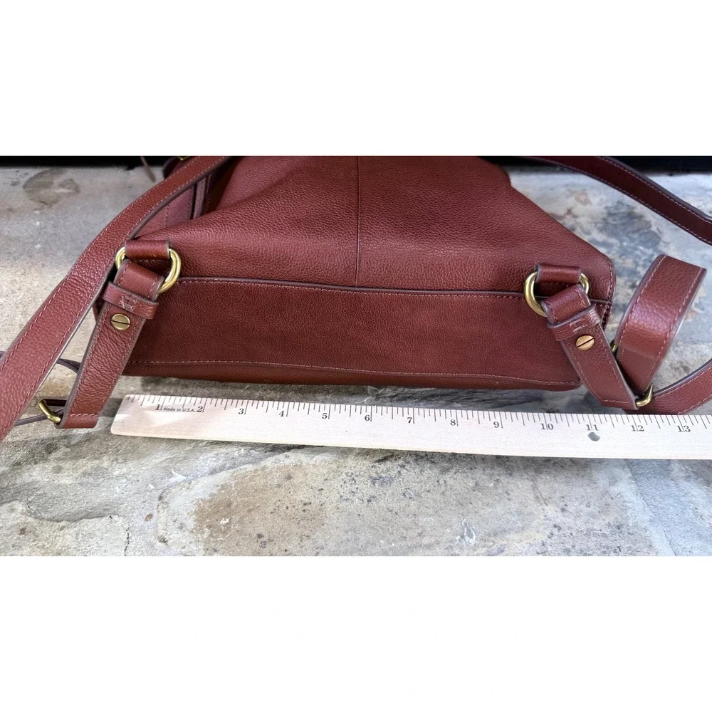 Fossil Elina Convertible Leather Backpack Shoulder Bag Brown